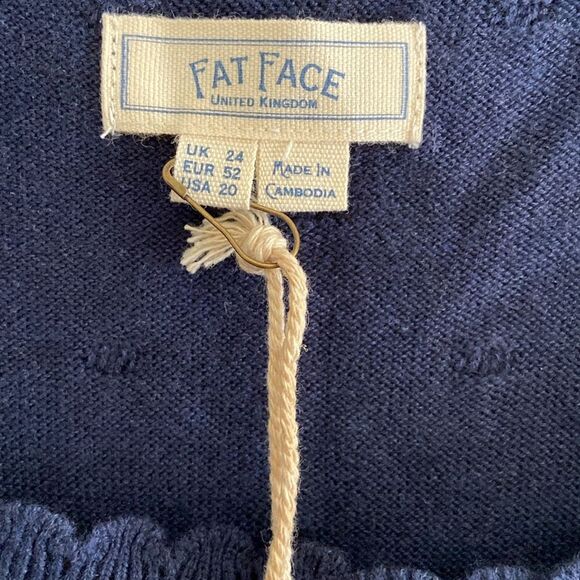 Fat Face Sarah Skater Navy Knit Long Puffy Sleeves Dress Academia Grannycore - Picture 5 of 8